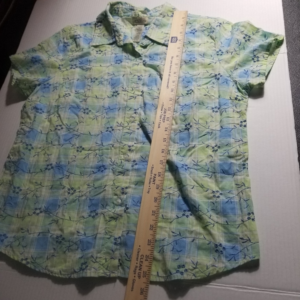 CLASSIC ELEMENTS WOMEN'S BUTTON DOWN PLAID PATTERN BLOUSE SIZE LARGE - Picture 4 of 8
